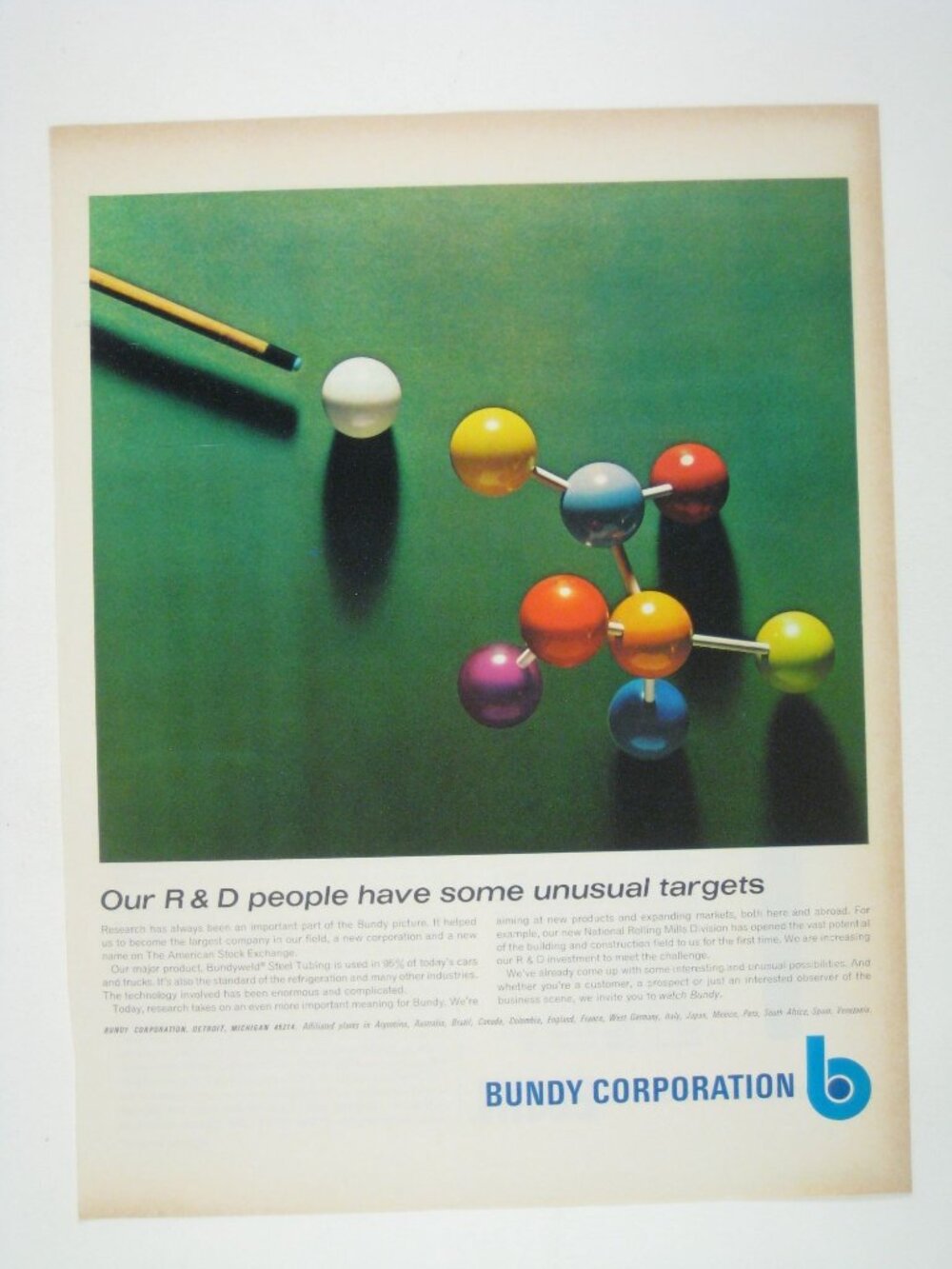 Bundy Corporation 1960s R D Advertisement Innovation Focus Science Visual